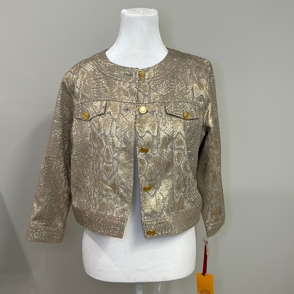 Ruby Rd. Gold Shimmer Cropped Jacket Top- 8P  NWT